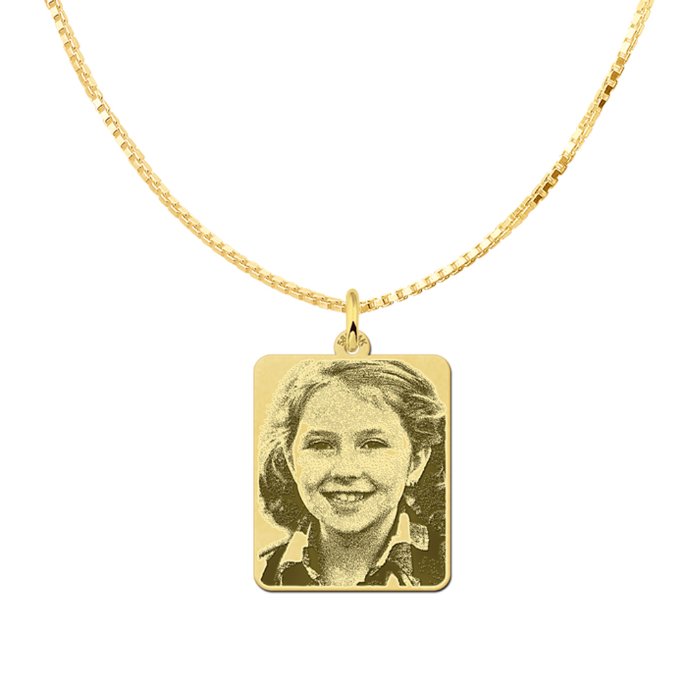 Kette mit foto dogtag gold