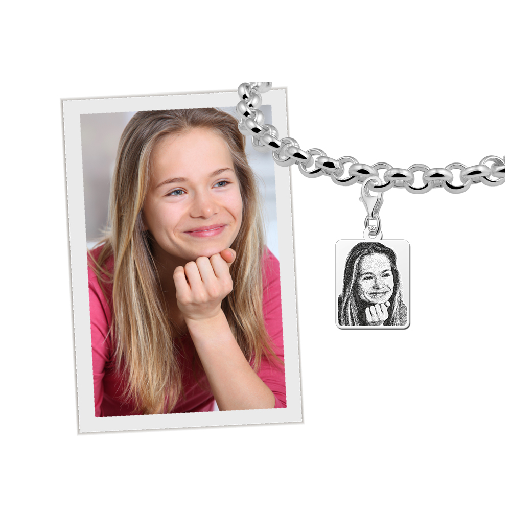 foto charm dogtag silber
