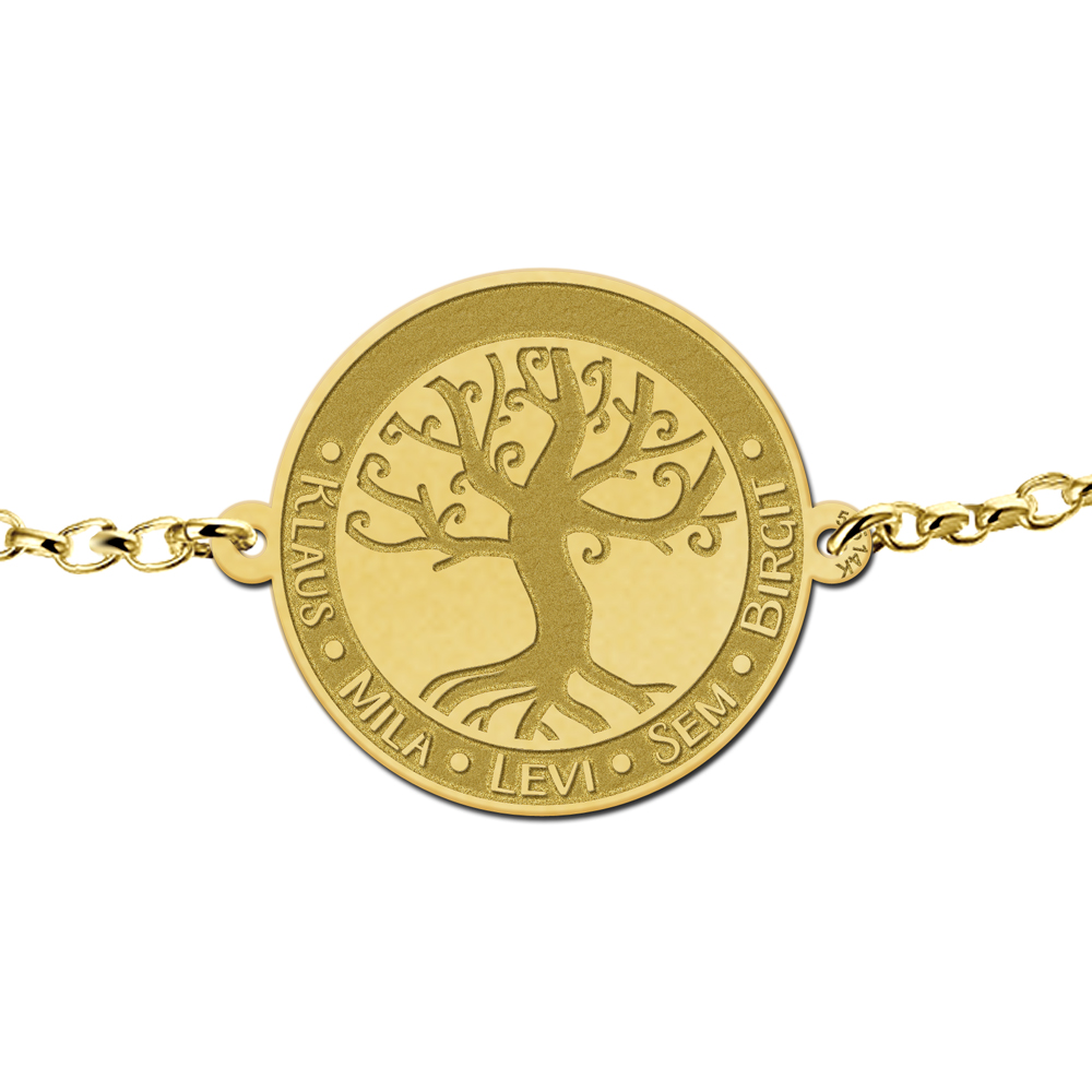 Goldenes Lebensbaum Armband mit Gravur