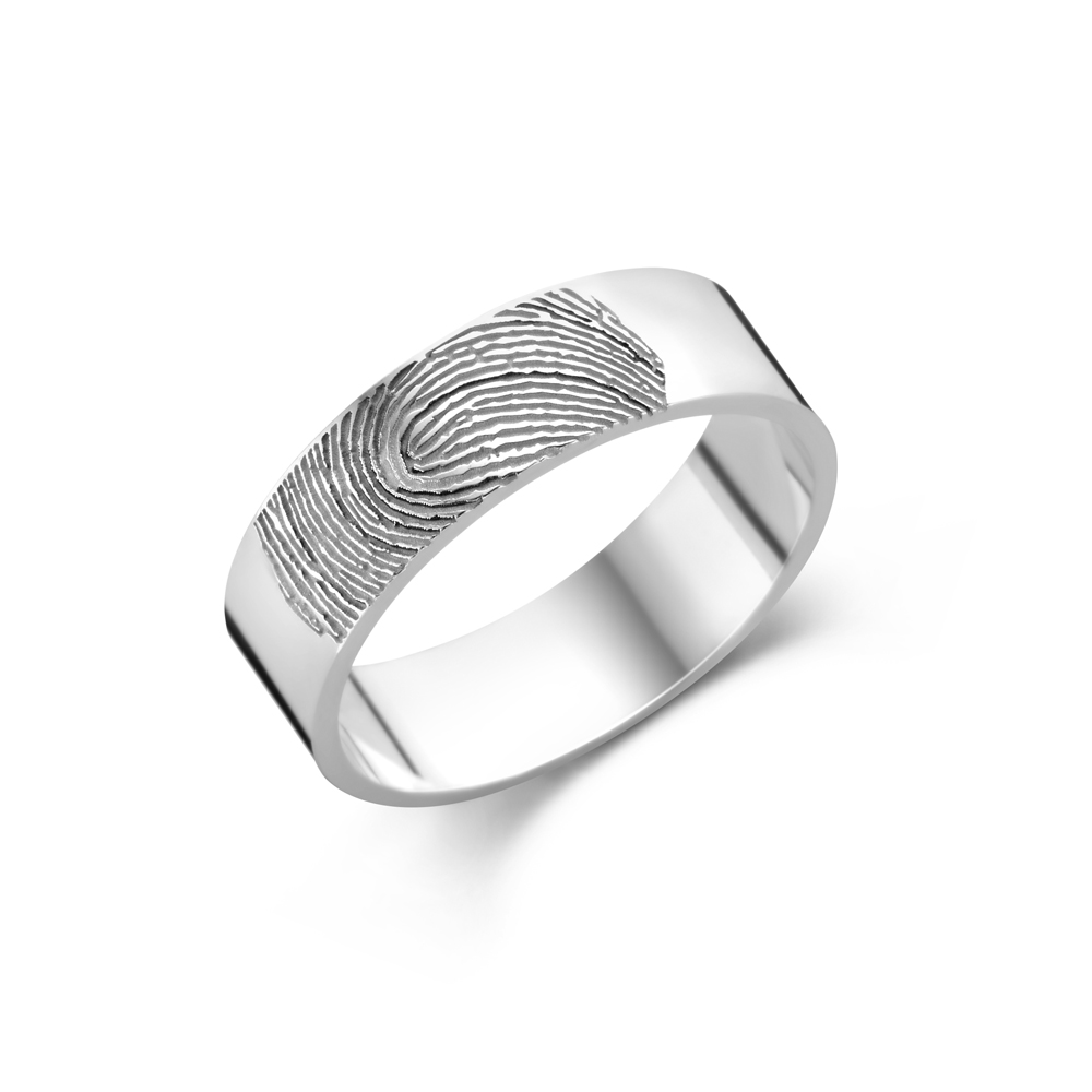 Ring mit Fingerabdruck Silber - 6 mm flach