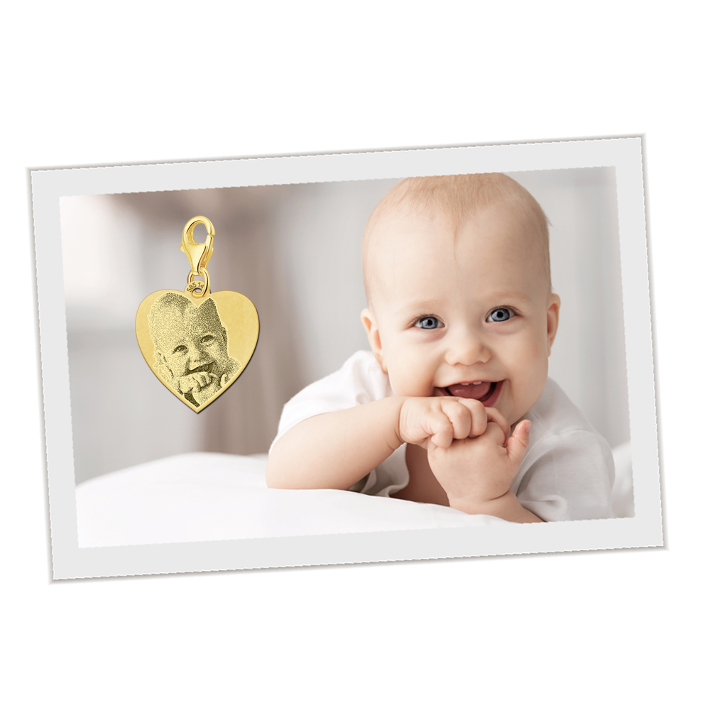 charm anhänger mit fotoherz gold