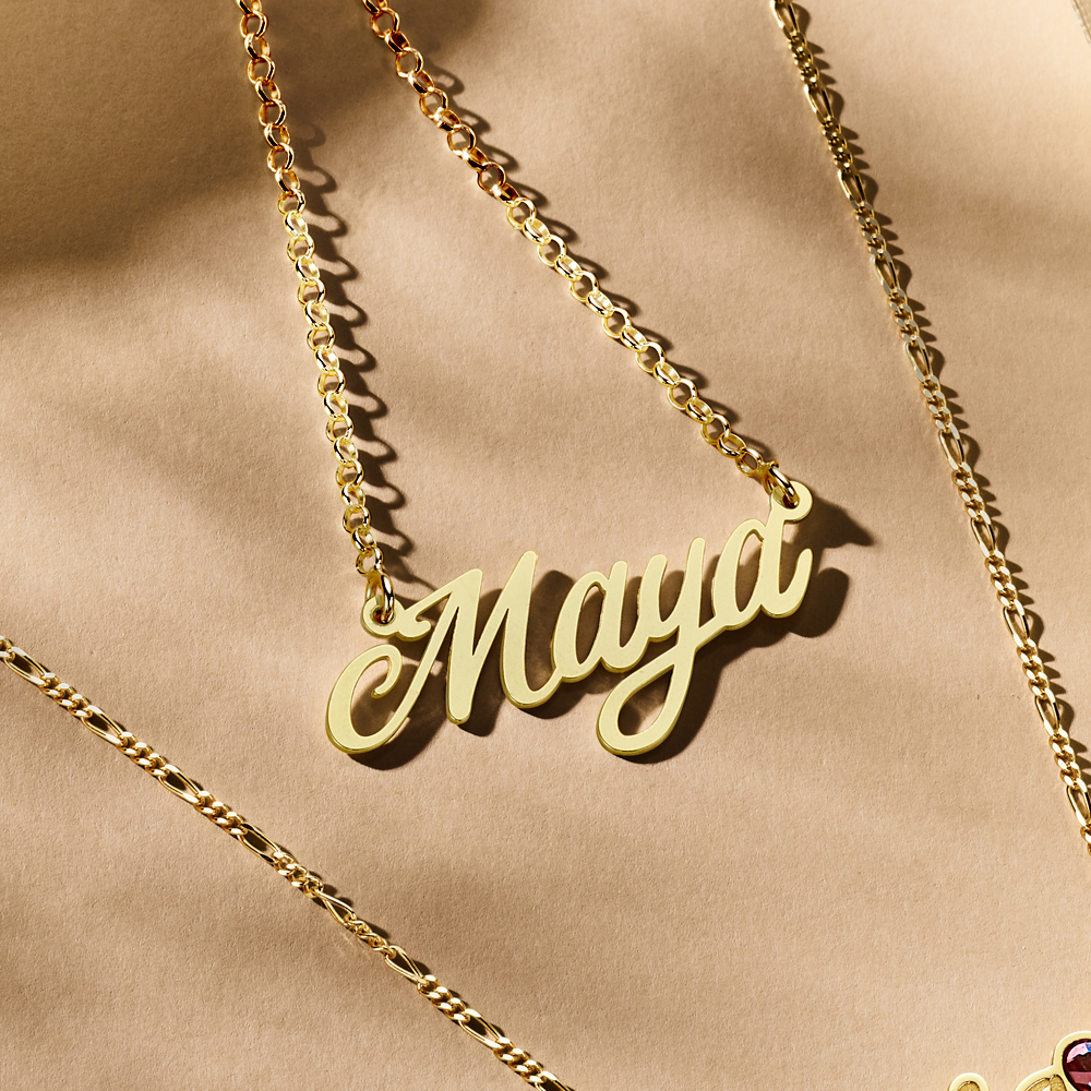 Goldene Namenskette Model Maya
