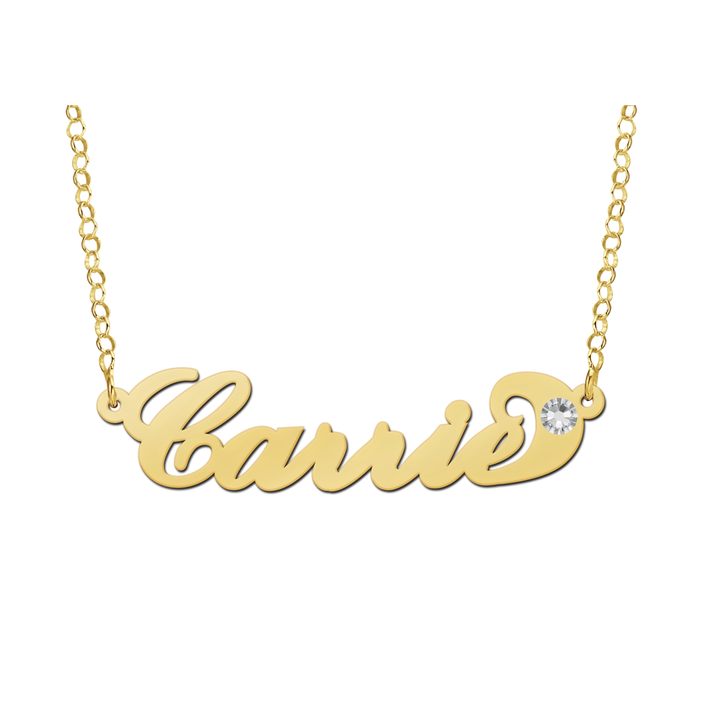 Vergoldete Namens kette Carrie style mit zirconia