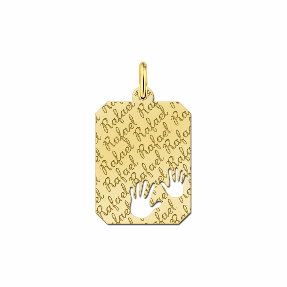 Gold Anhänger mit Händchen- gravieren 16x20mm