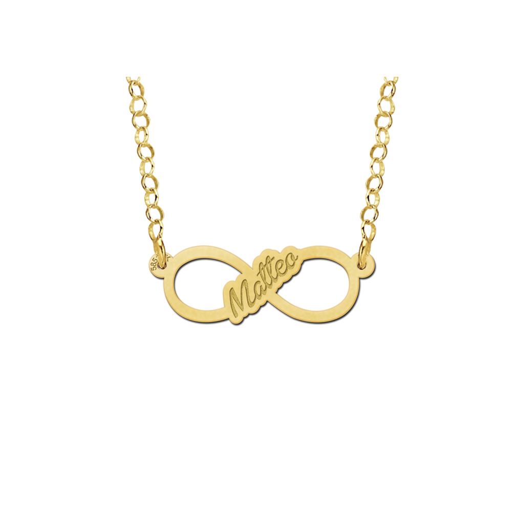 Infinity Gold Halskette mit geschriebenen Namen - Small