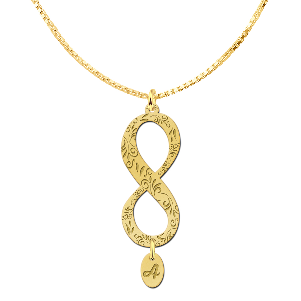 goldener Infinity Anhänger mit Initial und Gravur