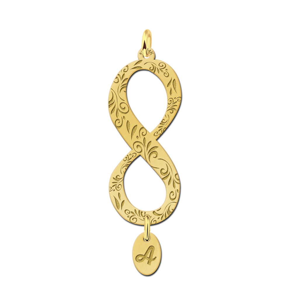 goldener Infinity Anhänger mit Initial und Gravur