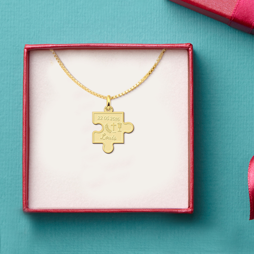 Gold Kommunion Anhänger Puzzleteil