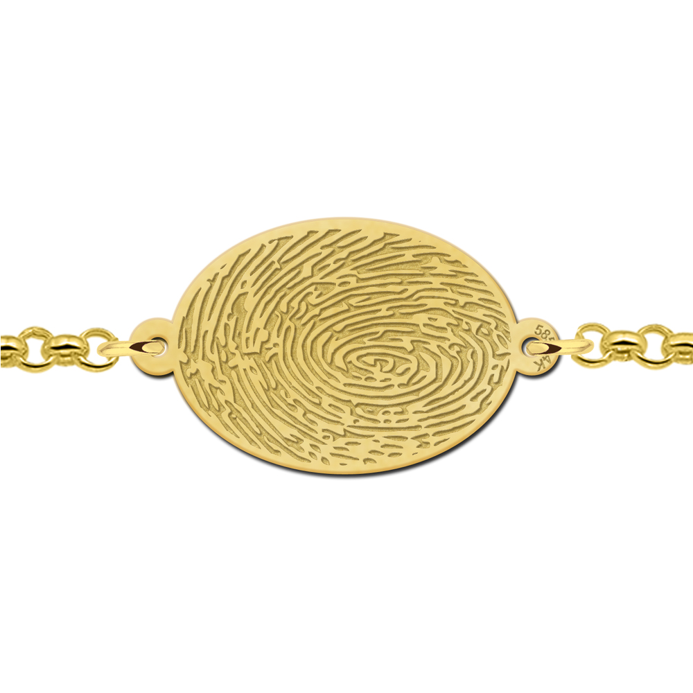 Goldenes Armband mit Fingerabdruck oval