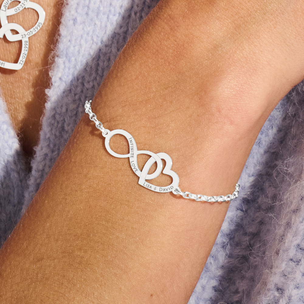 Armband mit Infinity und Herz aus Silber