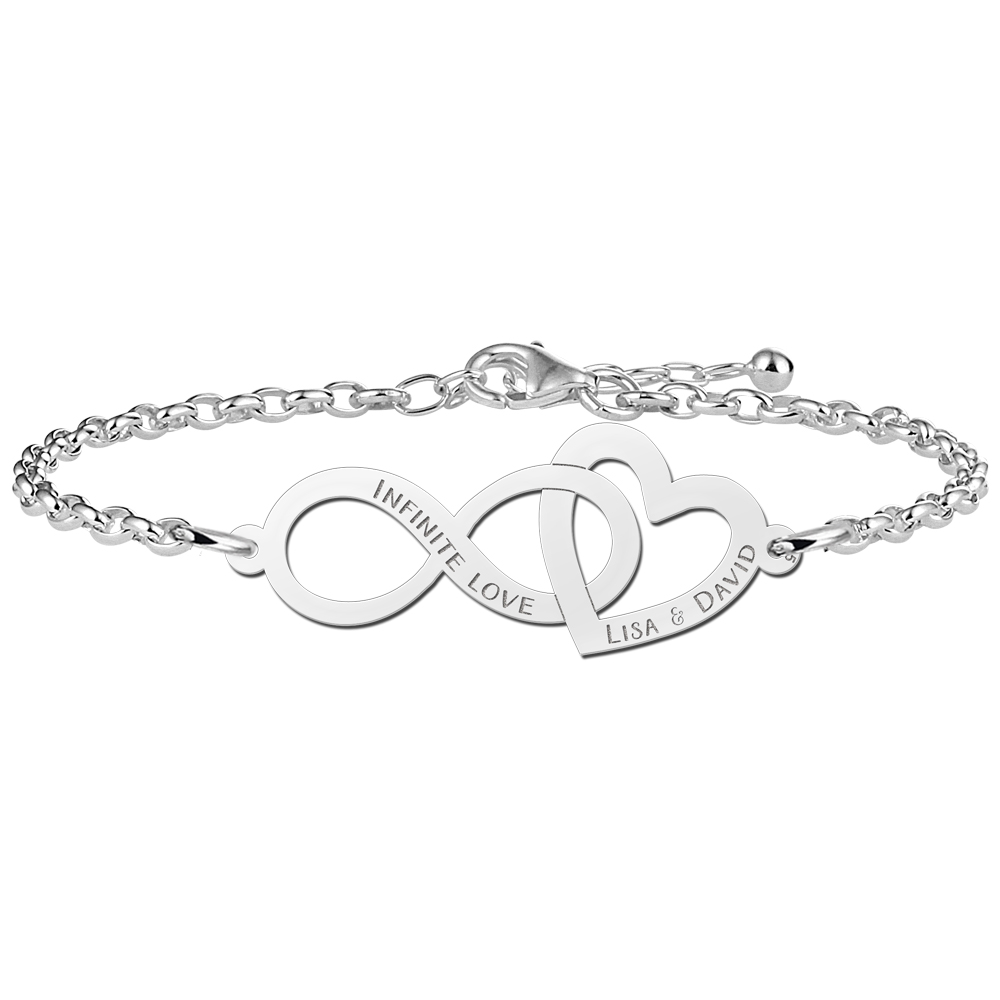 Armband mit Infinity und Herz aus Silver