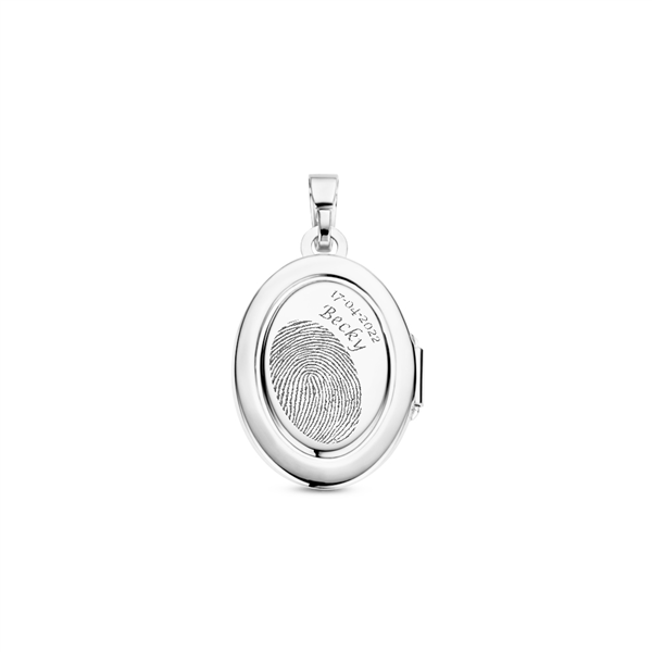 Silbernes ovales Medaillon mit Zierlinie