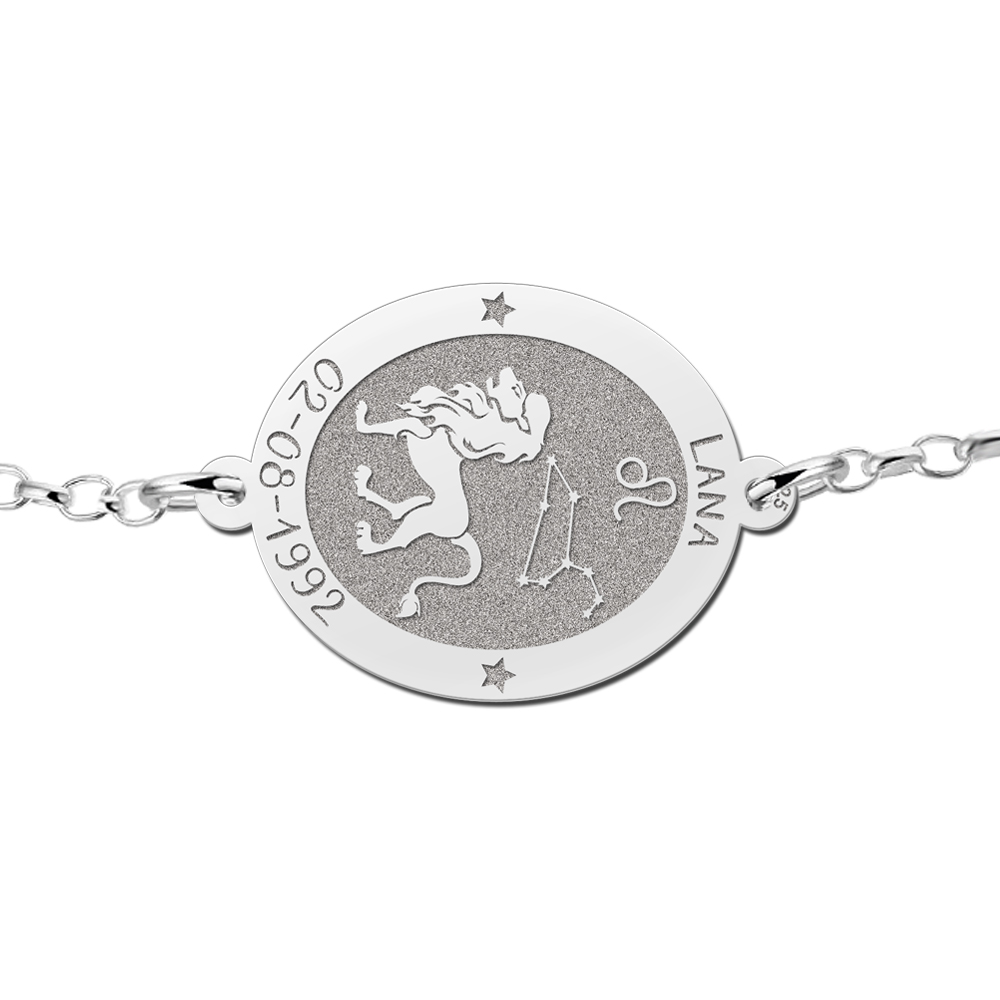 Silbernes Sternzeichen Armband oval Löwe