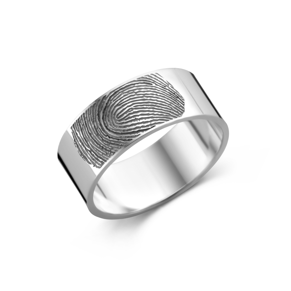 Ring mit Fingerabdruck Silber - 8 mm flach