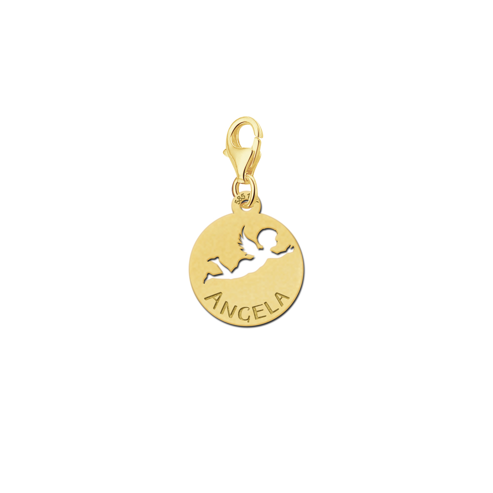 Gold-Kamee Charm Engel mit Namen