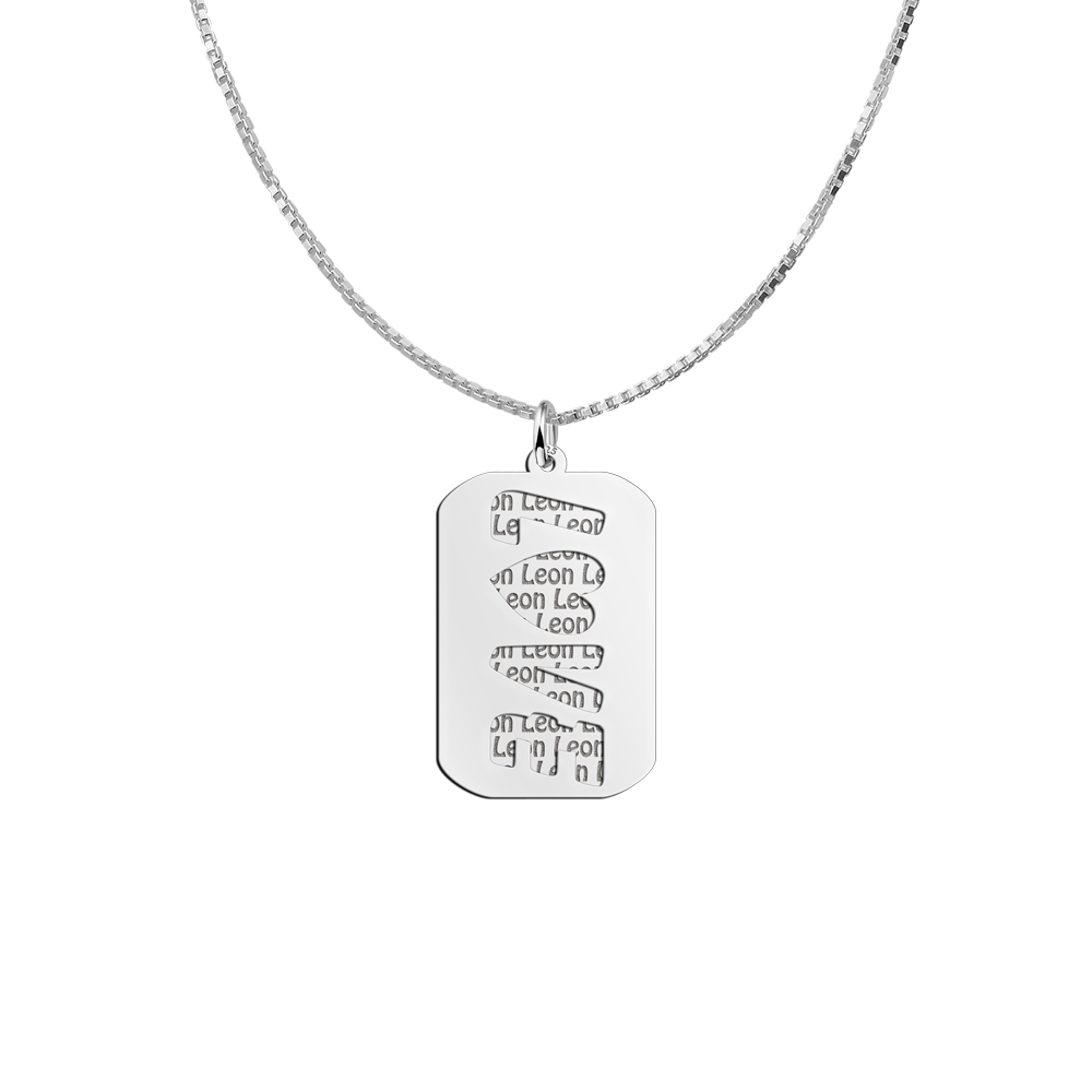 Namensanhänger Silber 2 Teile Love Dogtag