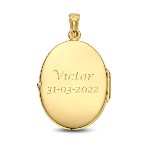 Goldenes ovales Medaillon mit Gravur - Groß