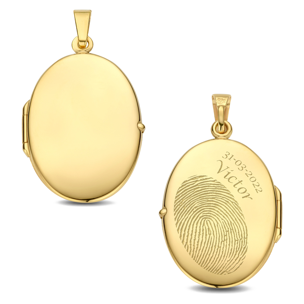 Goldenes ovales Medaillon mit Gravur - Groß