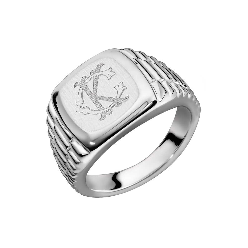 Rolex-Stil Silberring mit einem Monogramm
