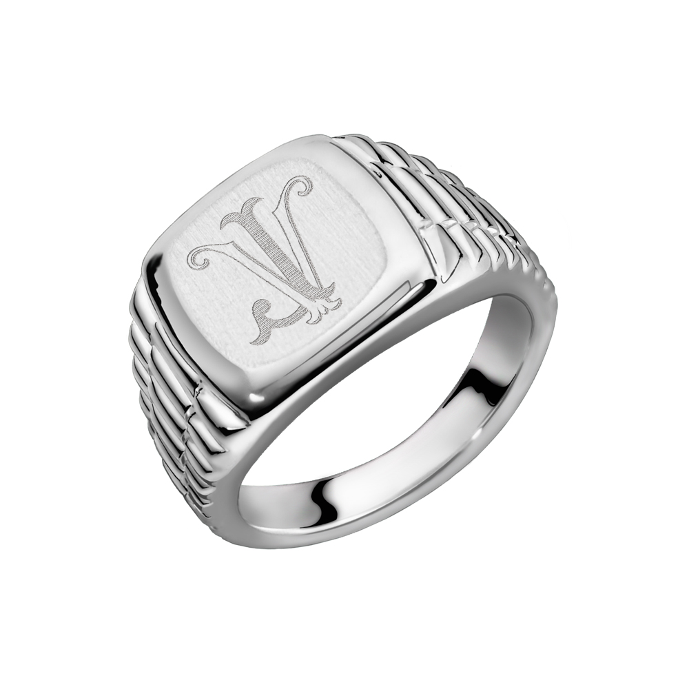 Rolex-Stil Silberring mit einem Monogramm