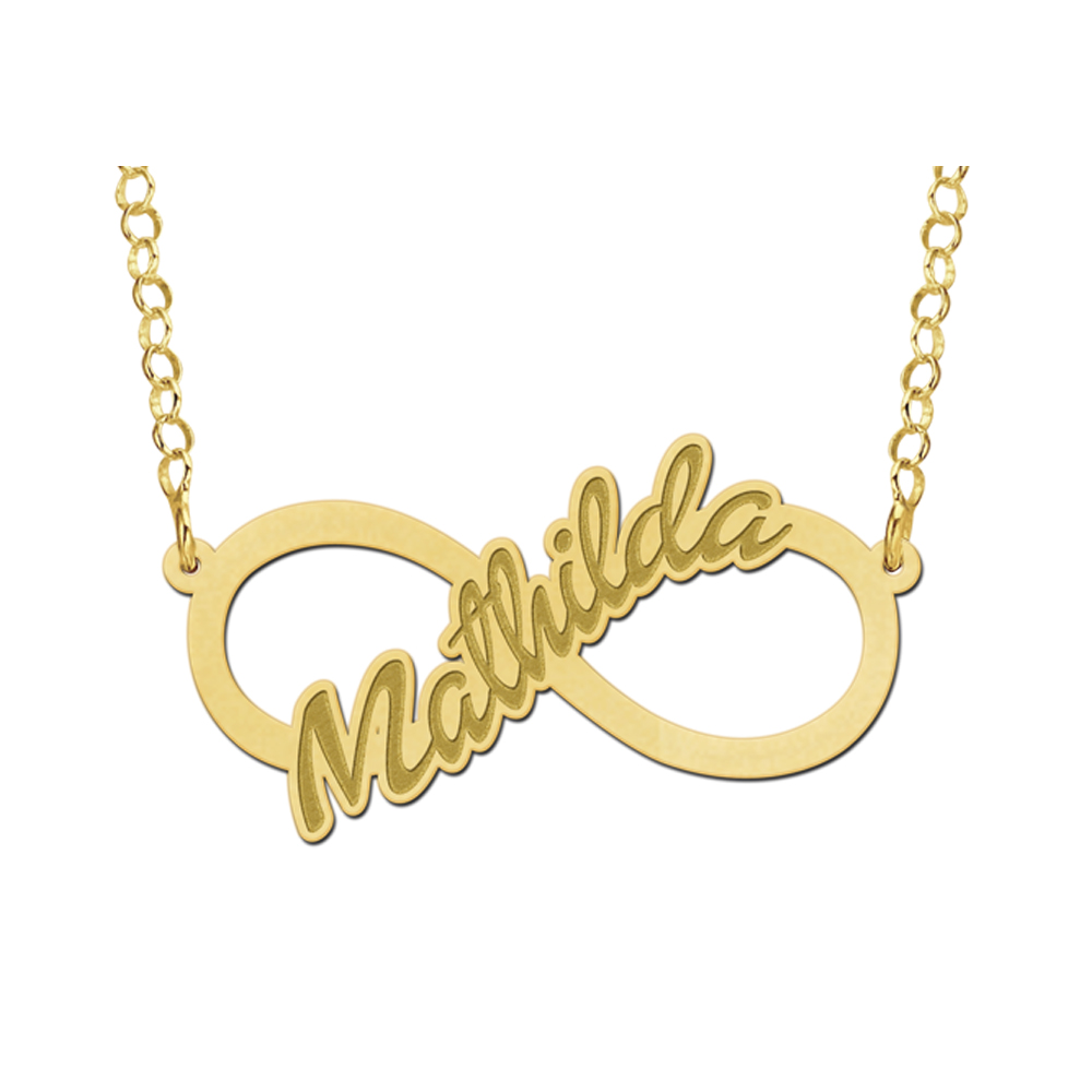 Infinity-Kette aus Gold mit geschrieben Namen Infinity-Kette aus Gold mit geschrieben Namen