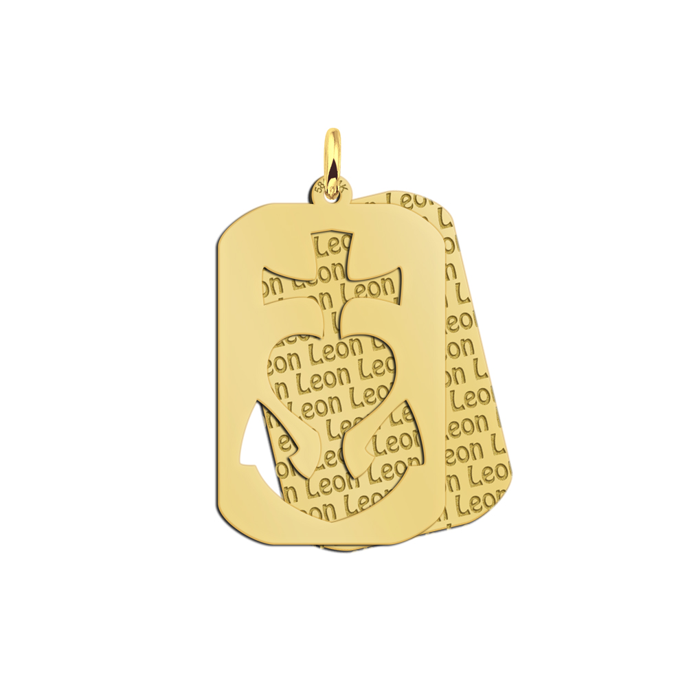 Dog Tag Goldanhänger mit Gravur - Glaube Hoffnung Liebe