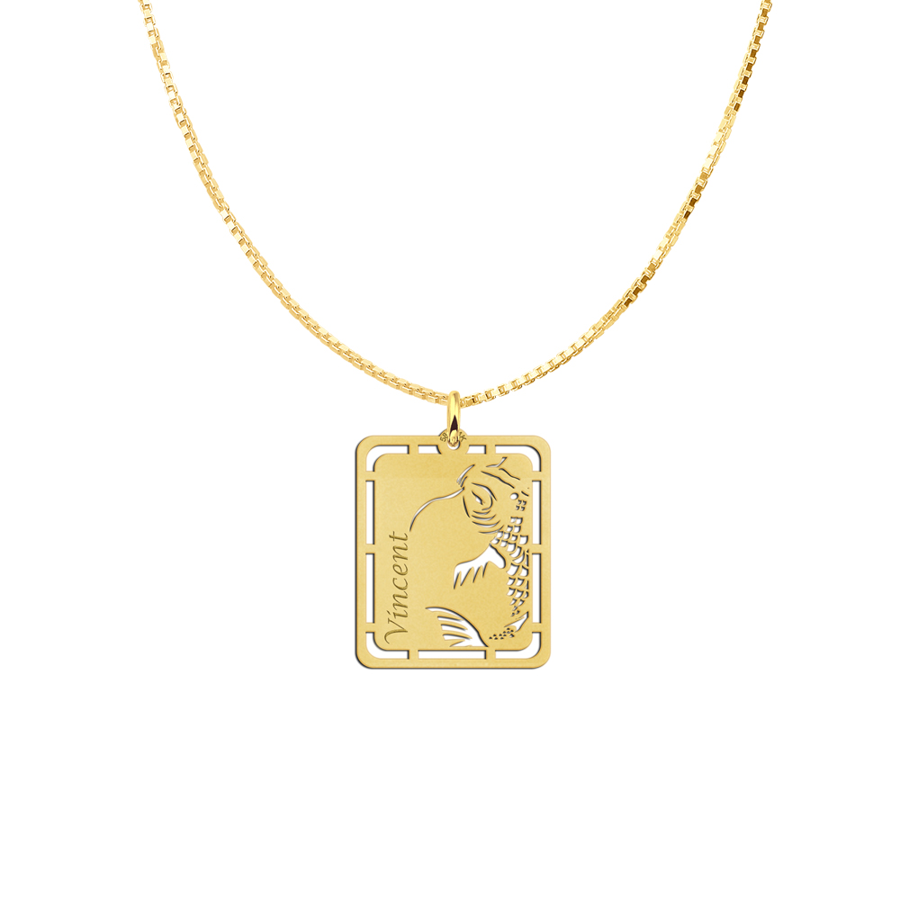 Goldener Anhänger mit Koi-Fisch und Namensgravur