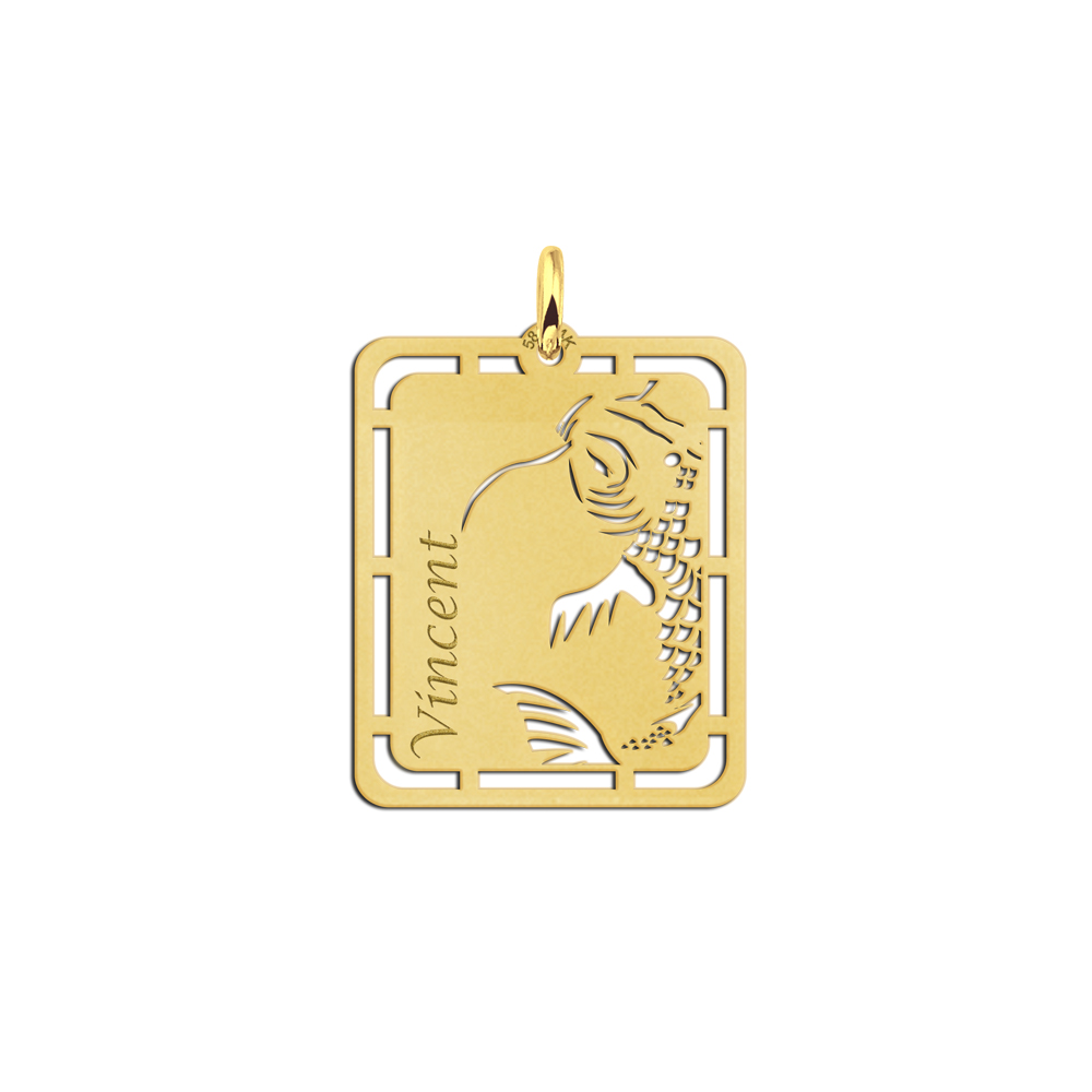 Goldener Koi Karpfen Anhänger mit Gravur Goldener Koi Karpfen Anhänger mit Gravur