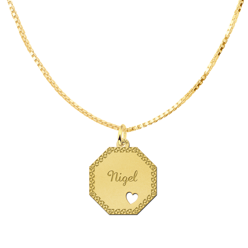 Kettenanhänger Gold mit Diamantschliff und Herzchen