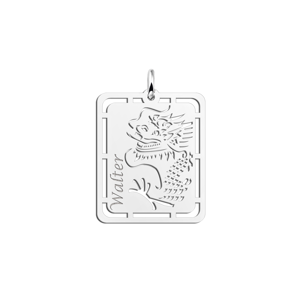 Silber Chinesischer Drachen Kettenanhänger mit Gravur Silber Chinesischer Drachen Kettenanhänger mit Gravur