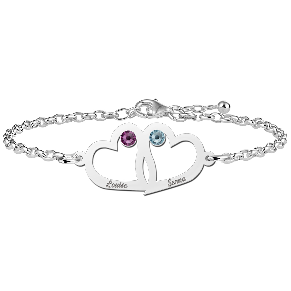 Herz Armband Mutter Tochter Silber mit Geburtsstein