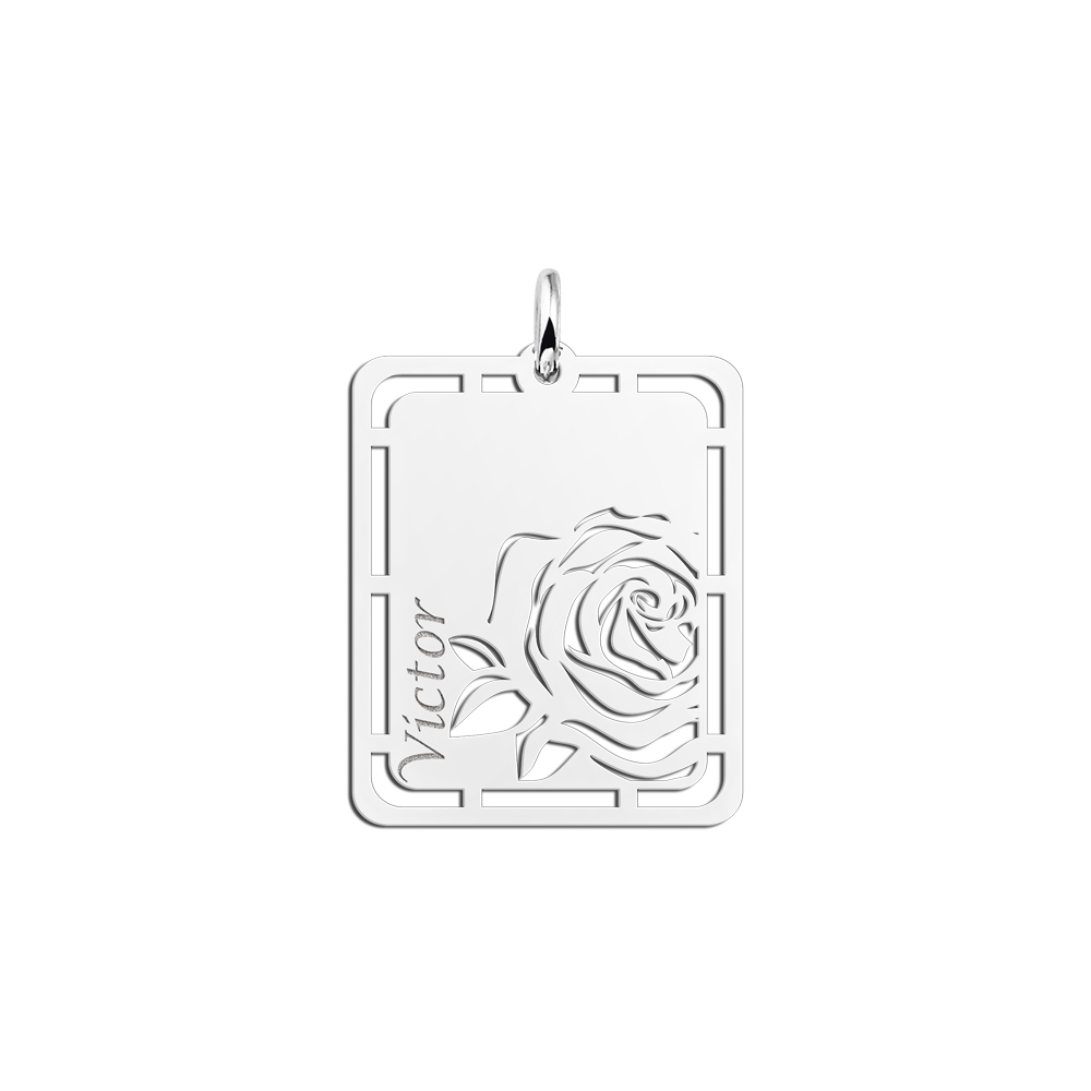 Silber Rosen Kettenanhänger mit Gravur Silber Rosen Kettenanhänger mit Gravur