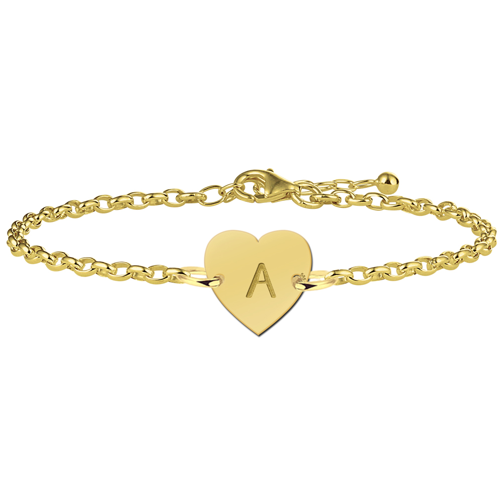 Goldenes Armband mit Buchstaben herzförmig