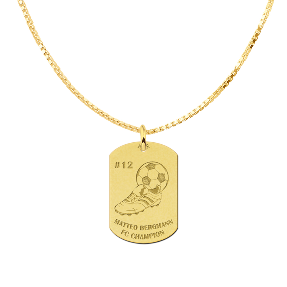 Sportanhänger Fußball Dogtag Gold