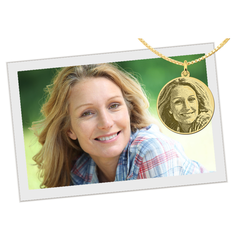 goldene Kette mit foto rund