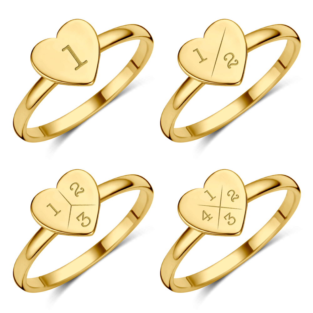 Goldener Ring mit Herz und Initialen
