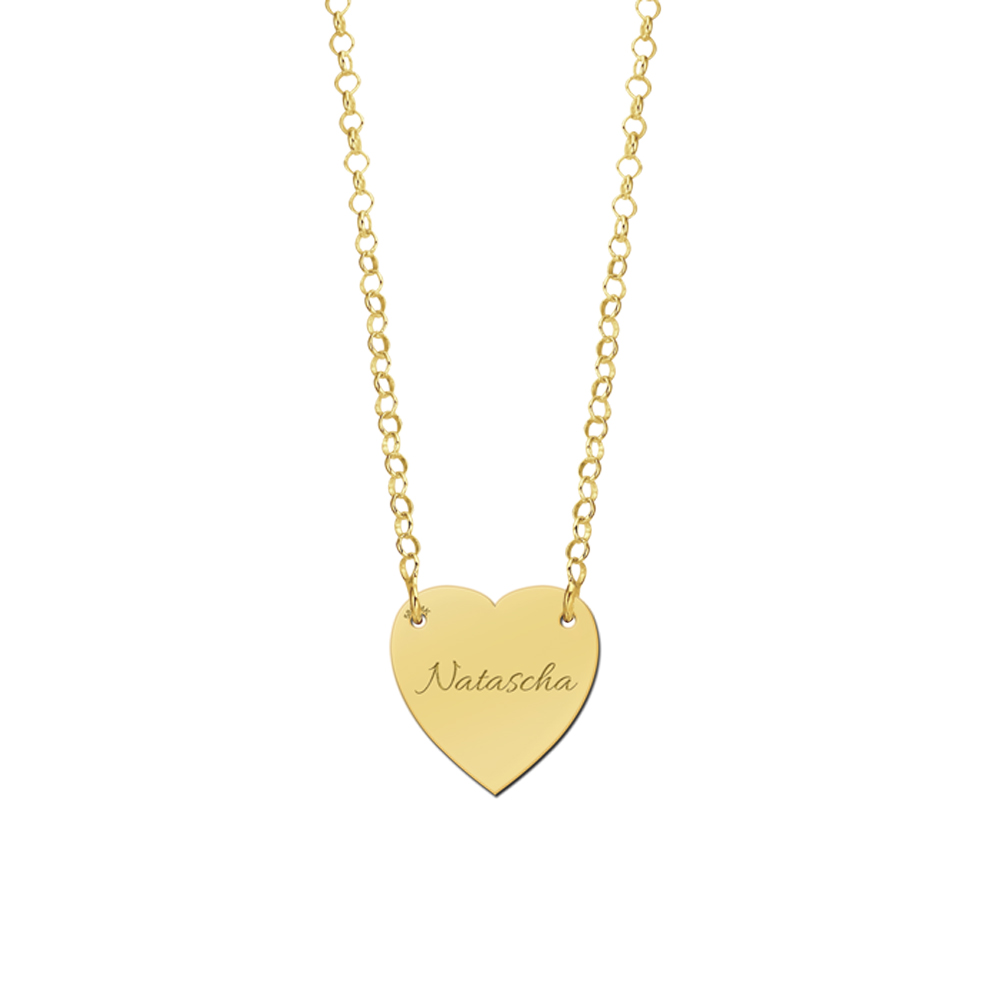 Goldener minimalistische Kette mit Herz und Gravur