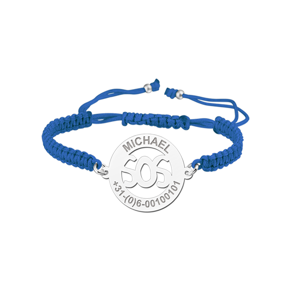 Silbernes Kinderarmband Modell SOS Blau
