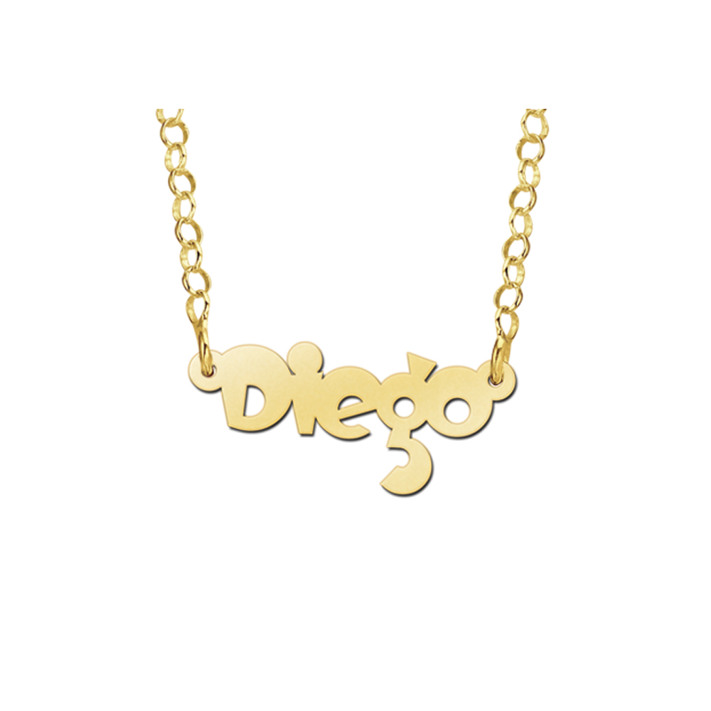 Goldene Kinder-Namenskette „Diego“